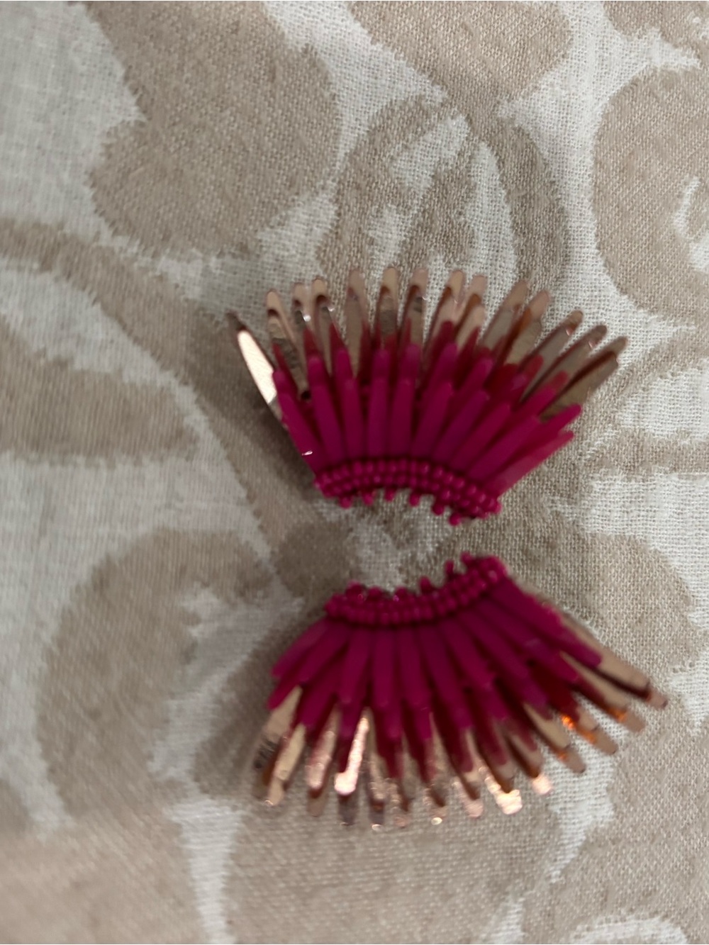 Mignonne Gavigan Fuchsia and Rose Gold Fan Earrings